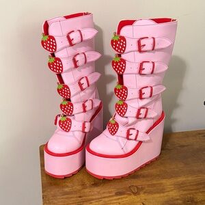 Dolls Kill Pink Dune Strawberry Boots